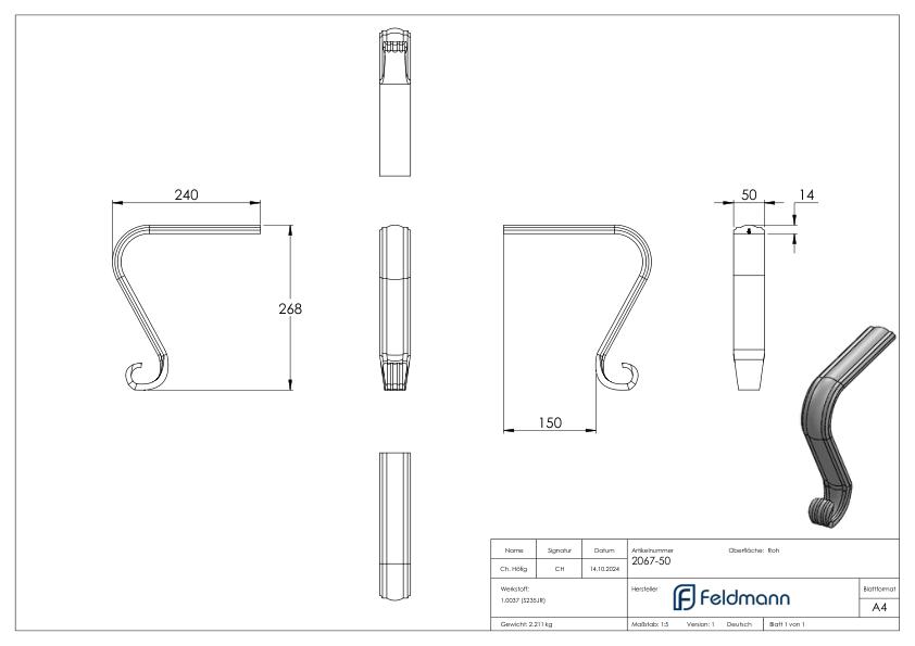 Handlaufanfänger S235JR, passend zu 114-A-3