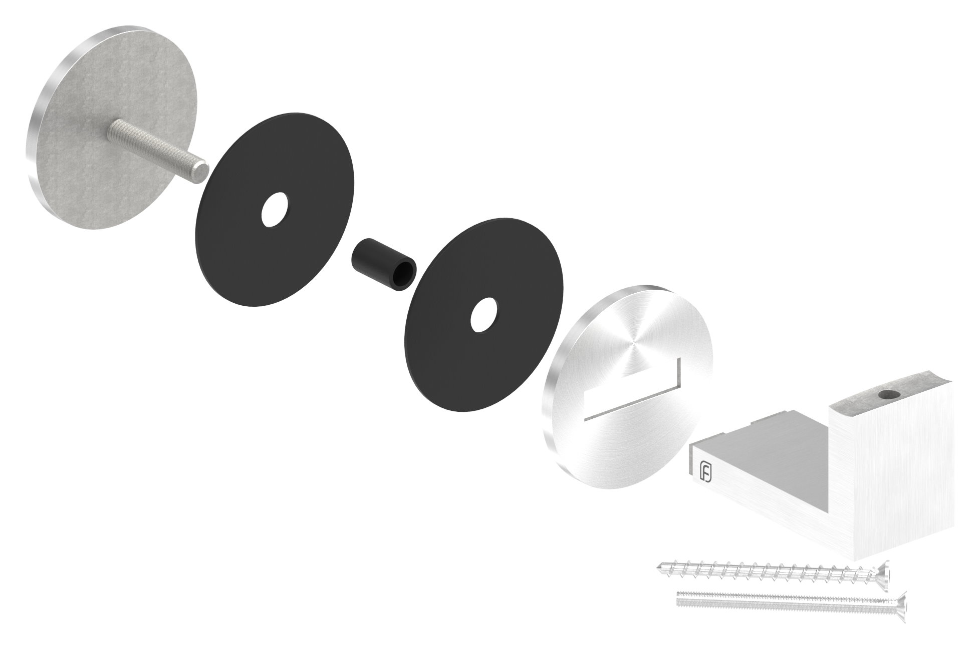 Sensa Design 1, für Rohr 42,4mm, für Montage an Glas, V2A