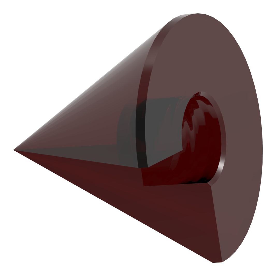 Glaskegel rot Ø 35mm mit Sackloch 12,3mm