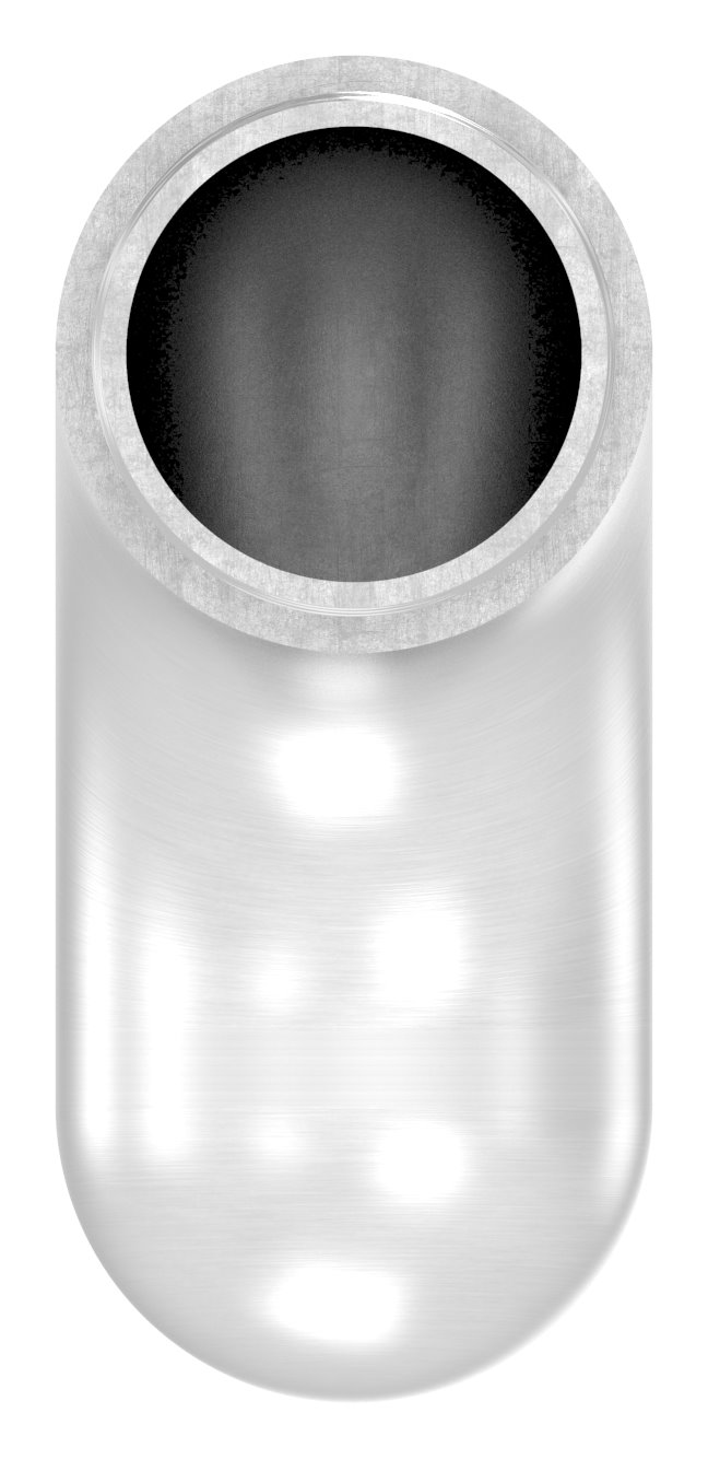 Endbogen 90° halbrund, für Rohr 33,7x2,0mm, V2A