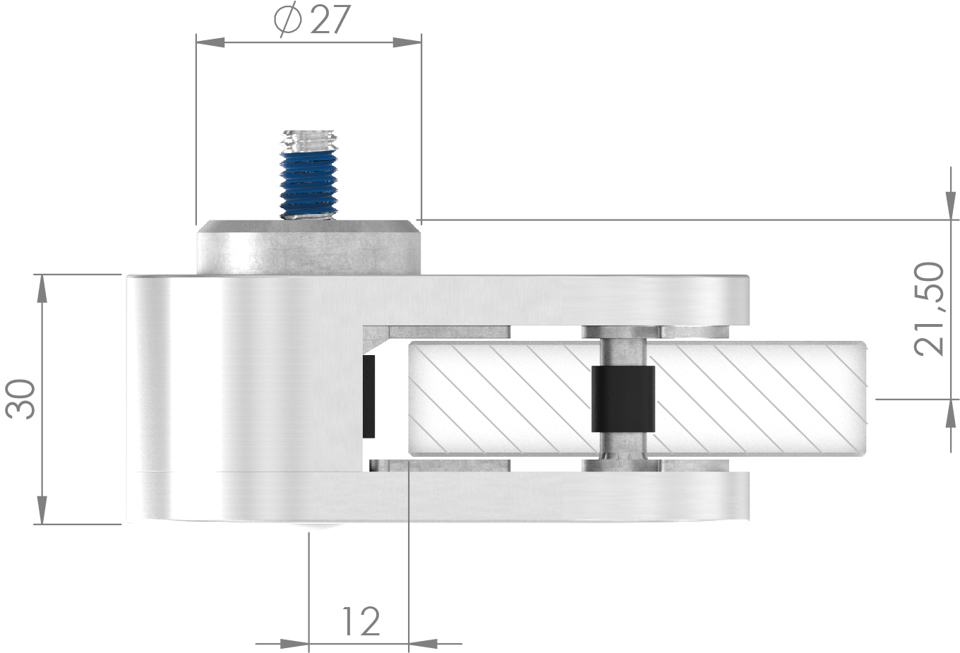 Sichtschutz Endglasklemme Mod. 25, V4A