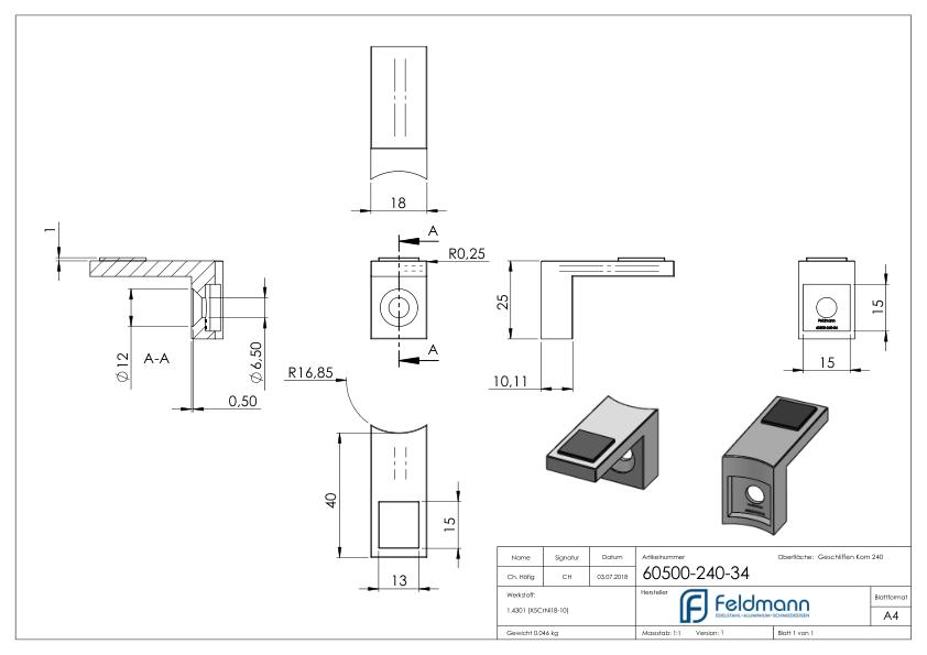 Halteboden mit Anschluss 33,7mm, V2A Halteboden mit Anschluss 33,7mm, V2A