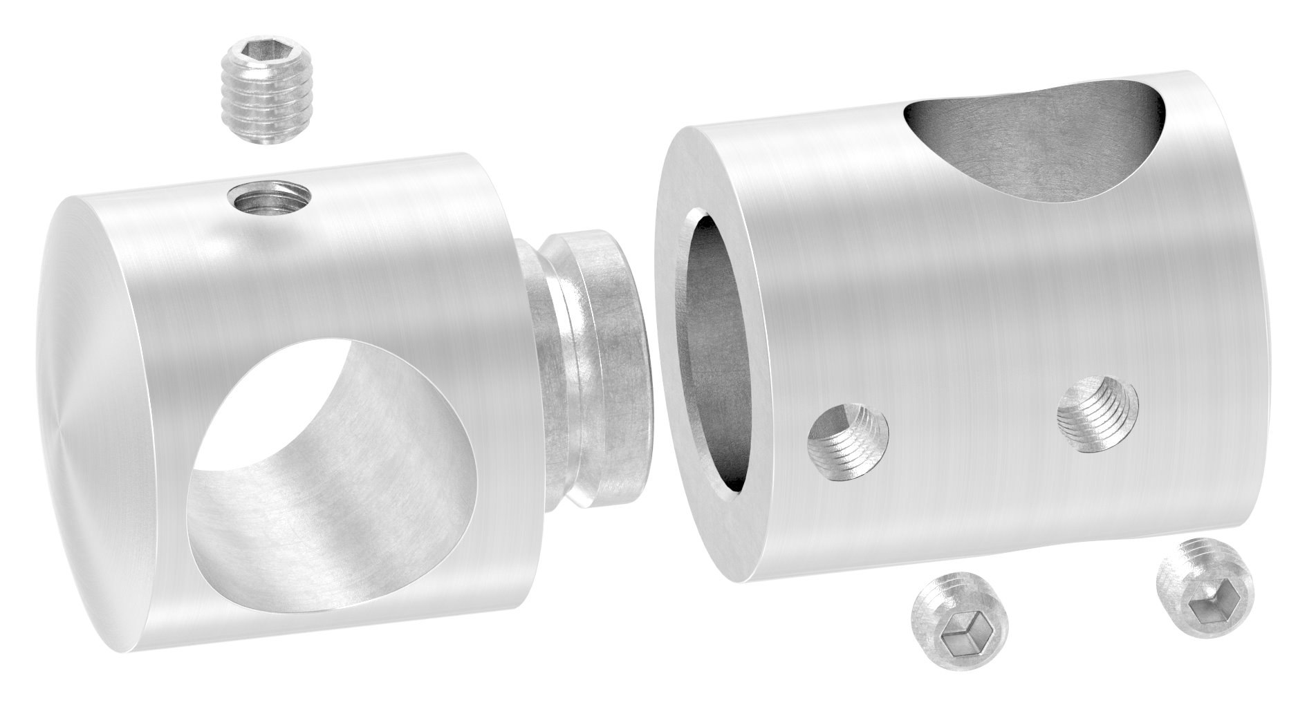 Doppelquerstabhalter mit 14,2 und 14,2mm Bohrung, V2A