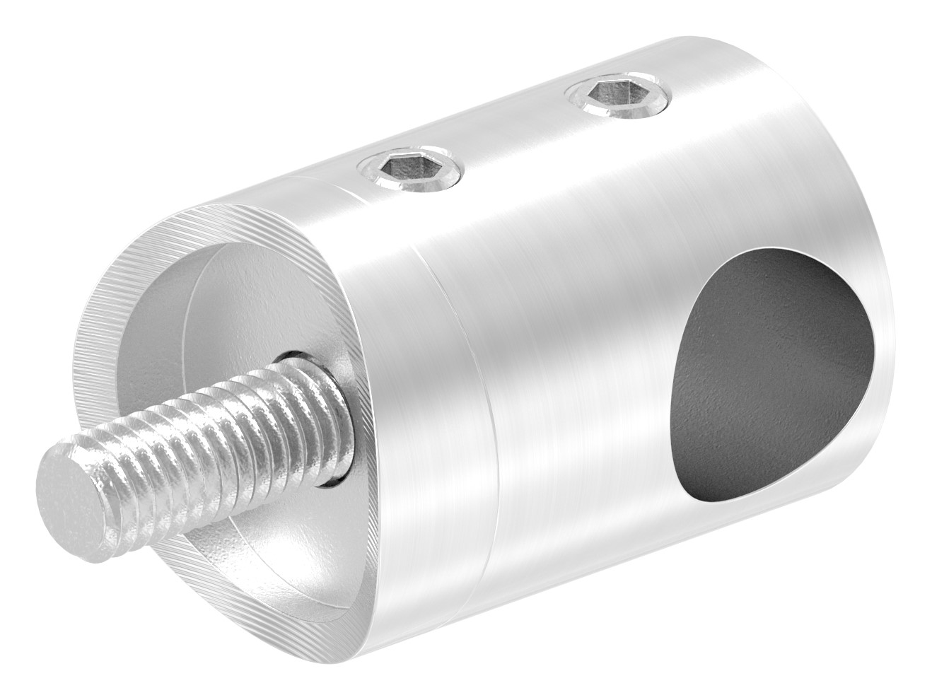 Querstabhalter für 42,4mm Rohr, Sackloch rechts 12,2mm, V2A