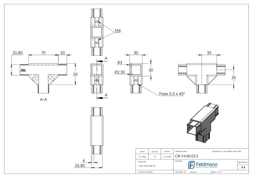 CORNECT® T-Stück, V2A