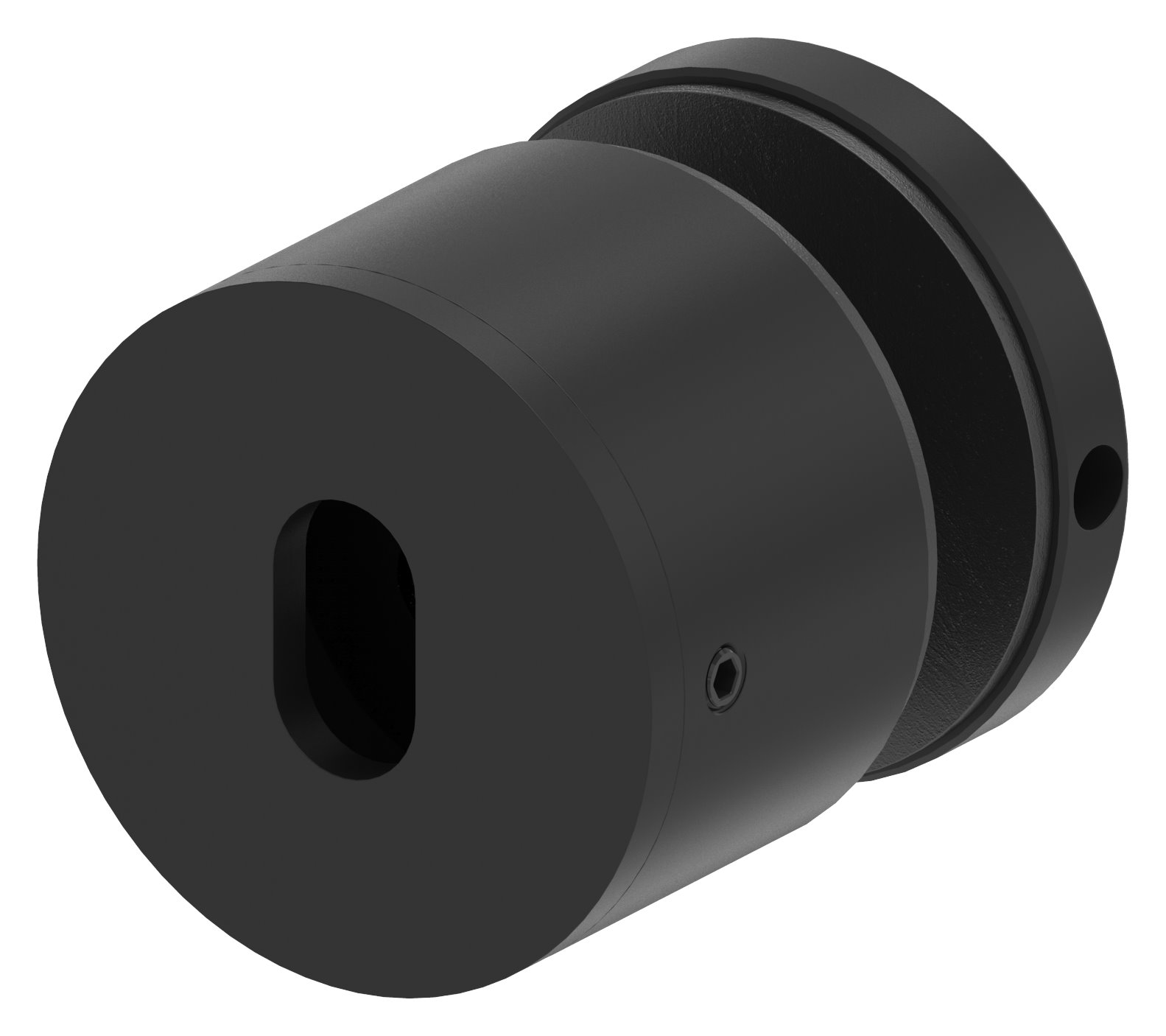 Glaspunkthalter 52mm, flach, verstellbar, V2A, pulverbeschichtet in RAL 9005 schwarz matt