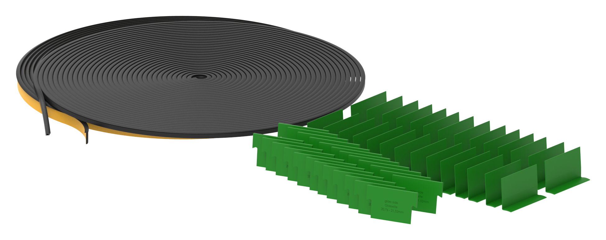 Montageset für 25m Aluprofil für Glas 20,76-21,52mm