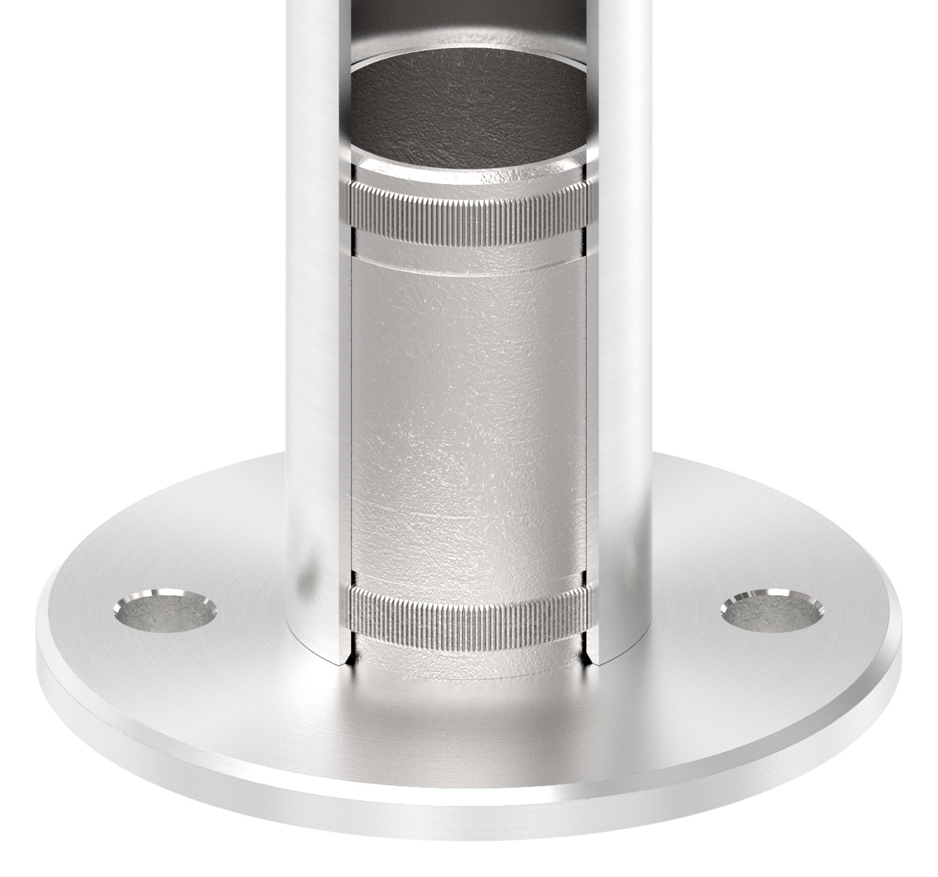 Wand- und Bodenanker mit Rändelung, für Rohr 42,4x2,0mm, V4A