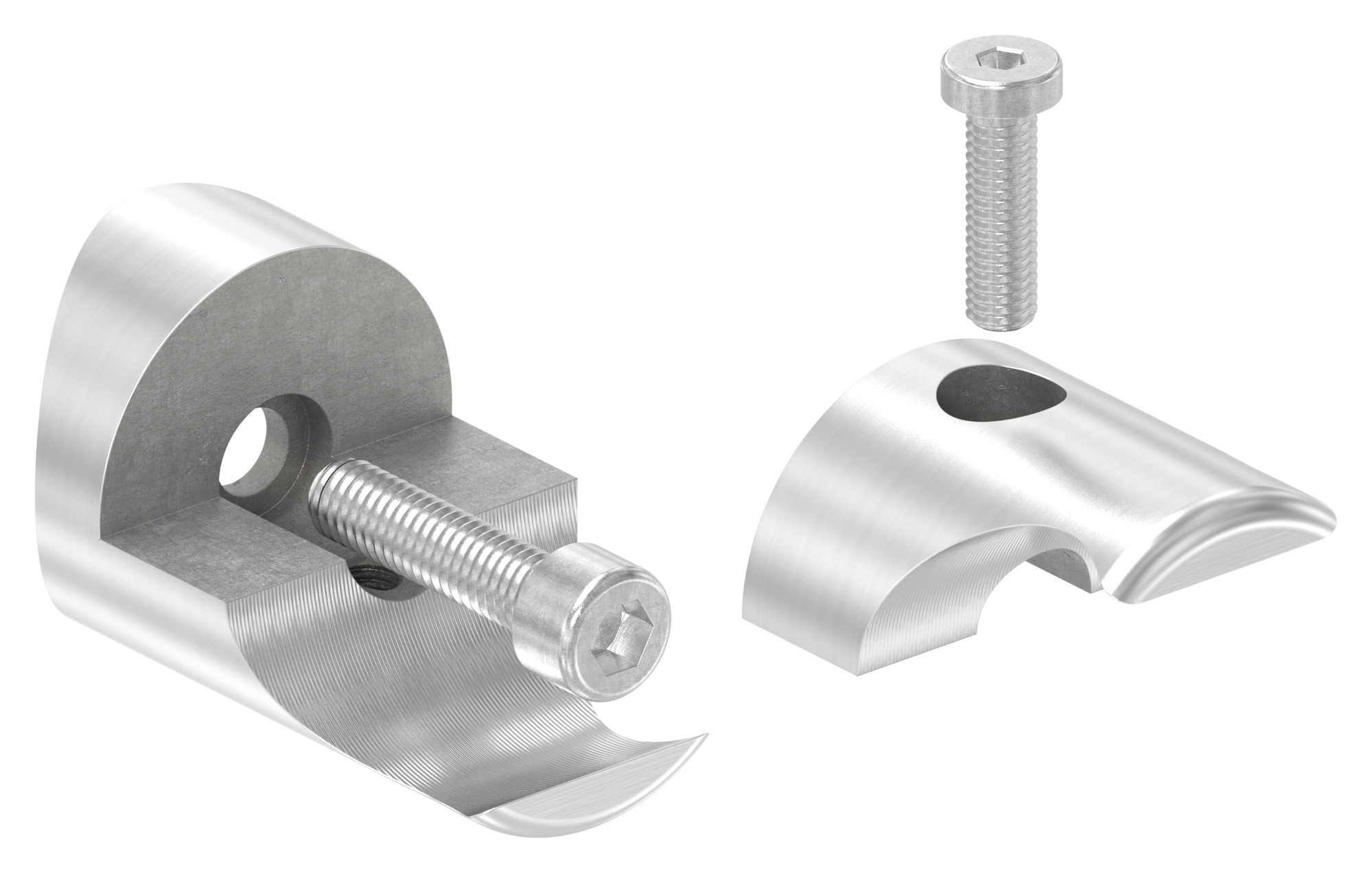 Halter für rundes Klemmprofil 27mm Anschluss: 42,4mm, V2A