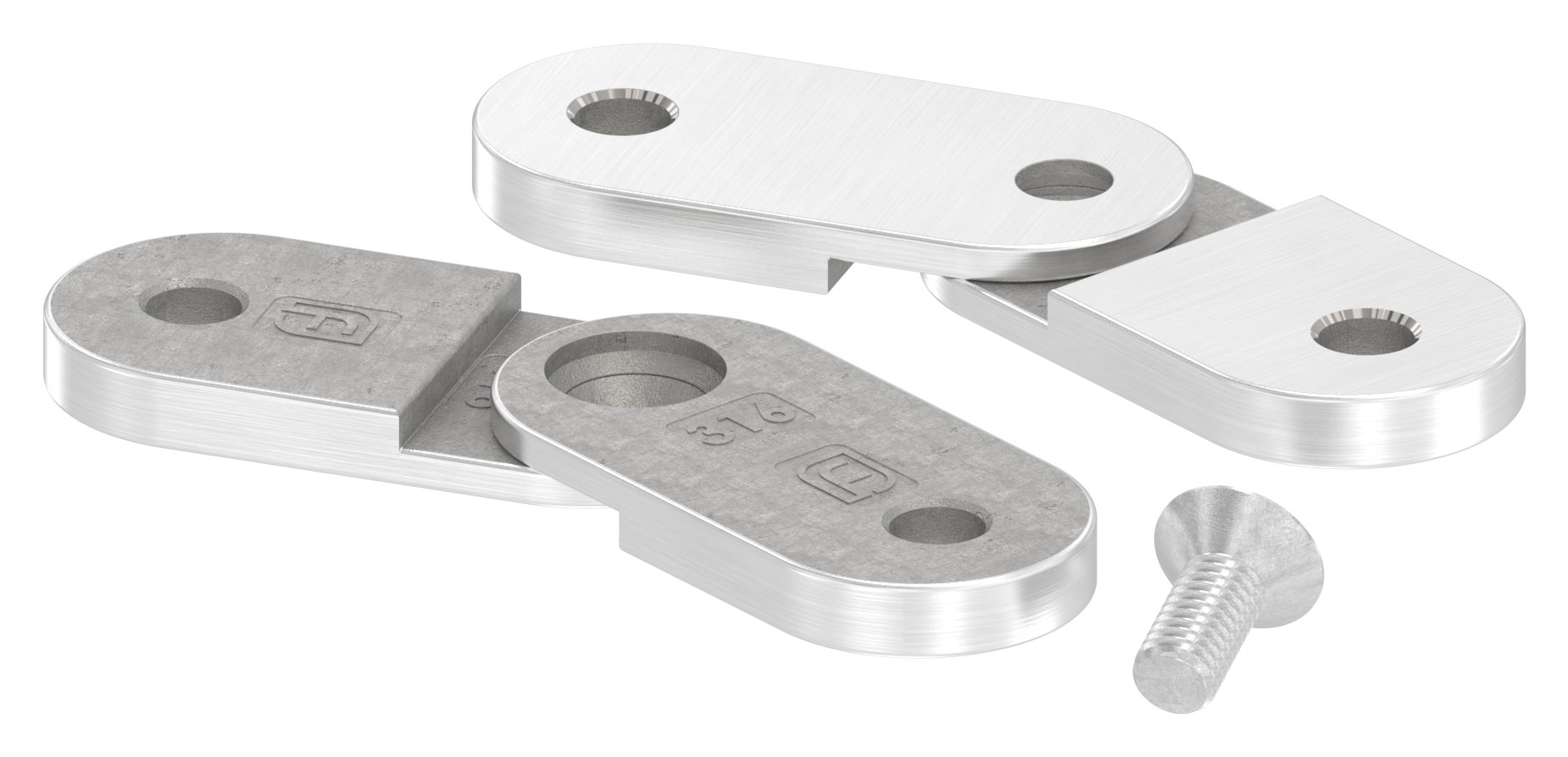 Handlaufanschlussplatte verstellbar, flach, V4A