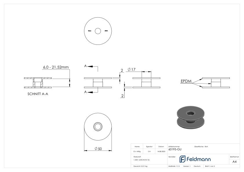 Gummipaar für 52mm Glaspunkthalter