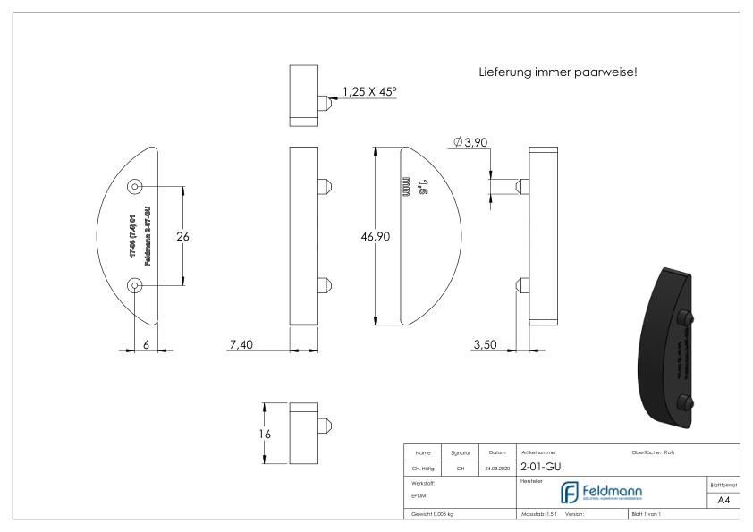 Gummi für Mod. 20/21, Blech 1,5mm