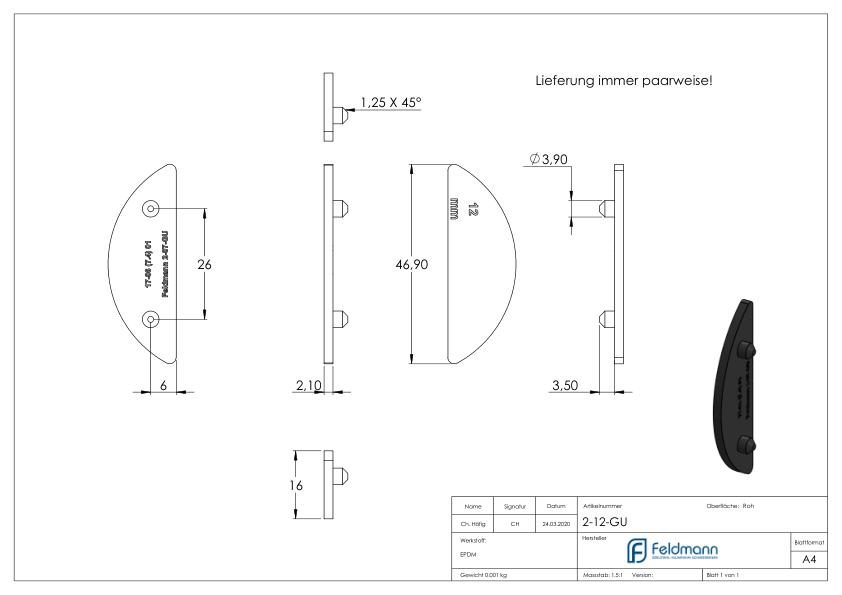 Gummi für Mod. 20/21, ESG-Glas 12mm