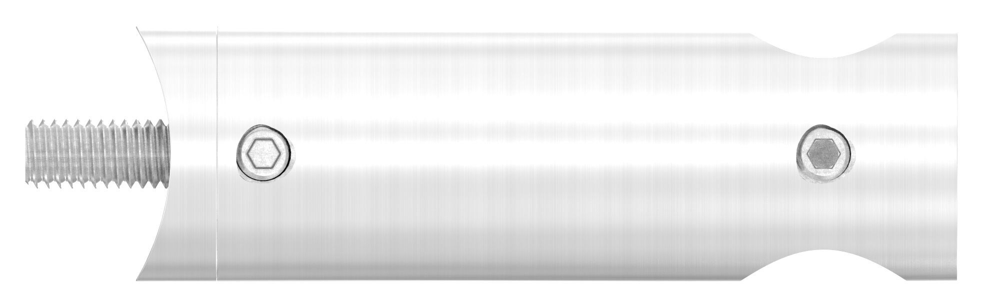 Querstabhalter verlängert, mit Durchgangsbohrung für 42,4mm Rohr, 14,2mm Bohrung, V2A