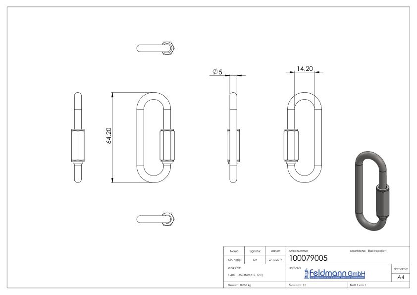 Schraubverbinder lang, 5mm, V4A