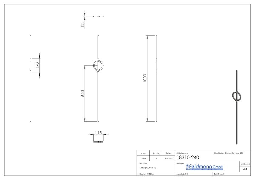 Designstab Ornament außer Mitte, V2A
