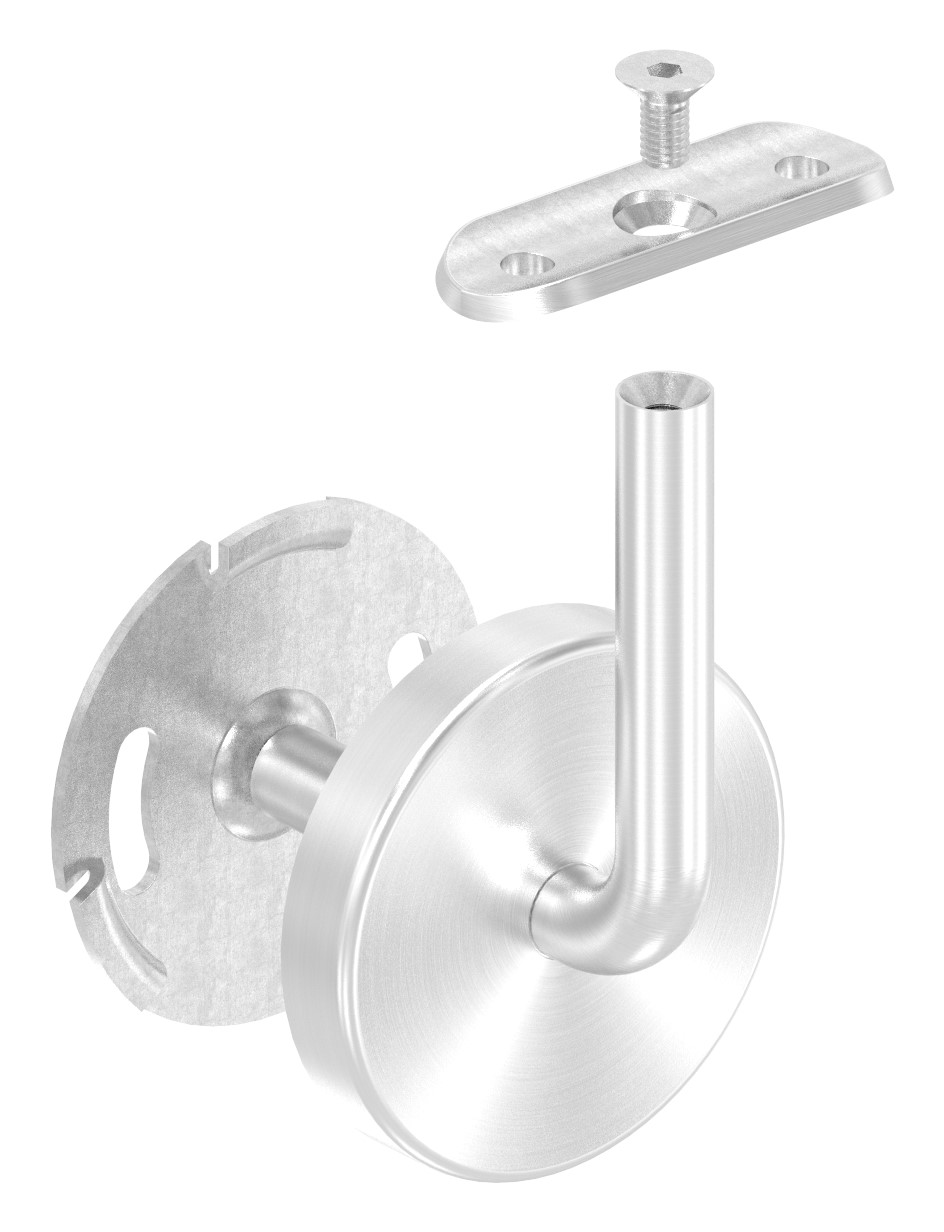 Handlaufhalter mit Handlaufanschlussplatte und Abdeckrosette (Ronde und Bügel verschweißt), V2A