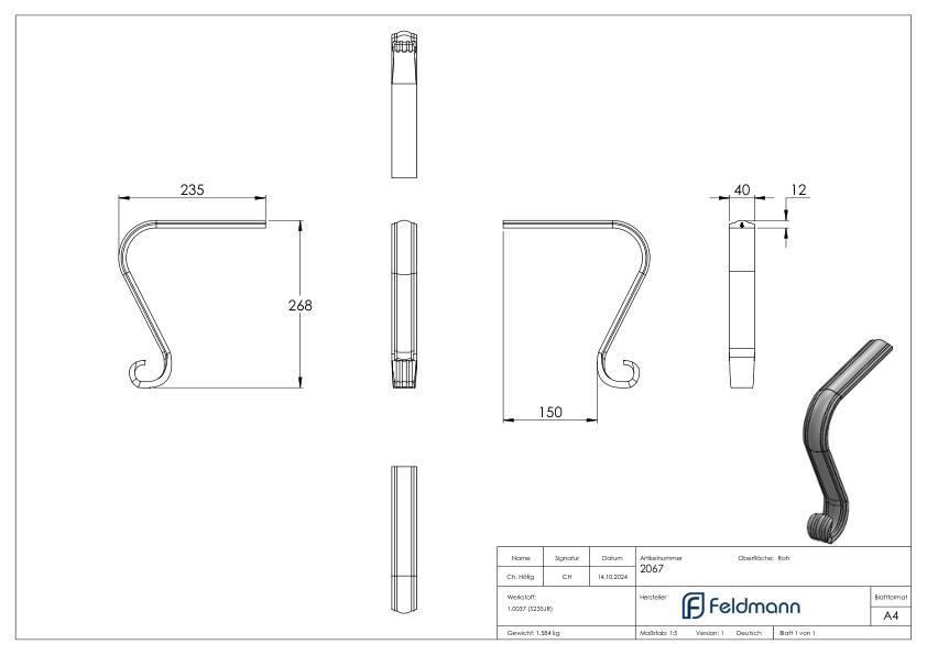 Handlaufanfänger S235JR, passend zu 114-A-4
