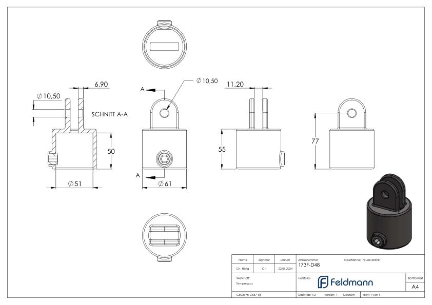 Gelenkhalter, für Rohr Ø 48,3mm