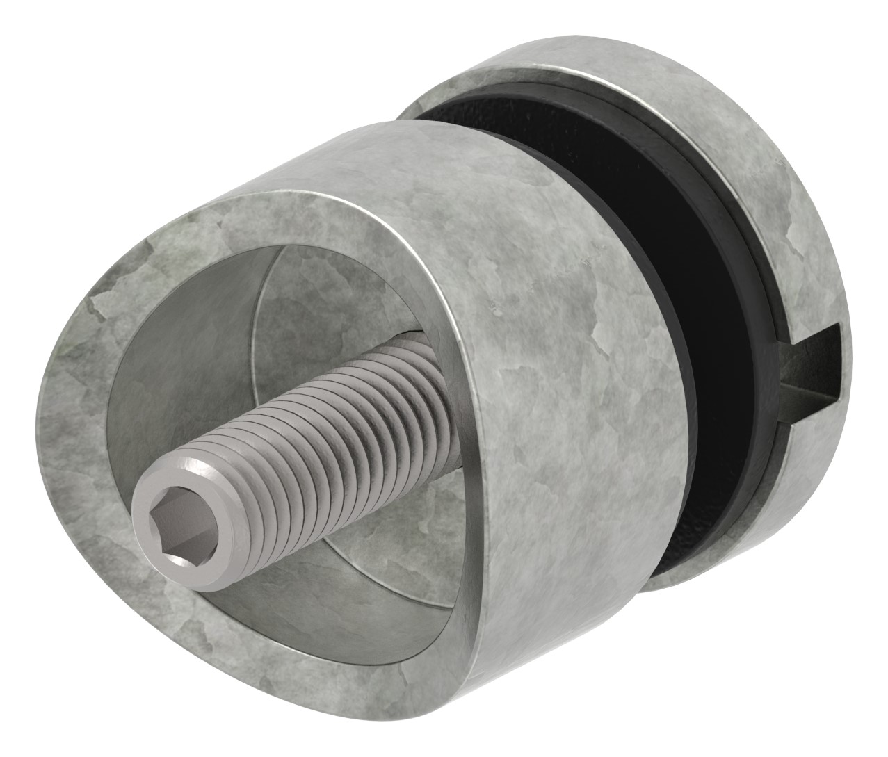 Glaspunkthalter 30mm, Anschluss: 42,4mm, Zink roh