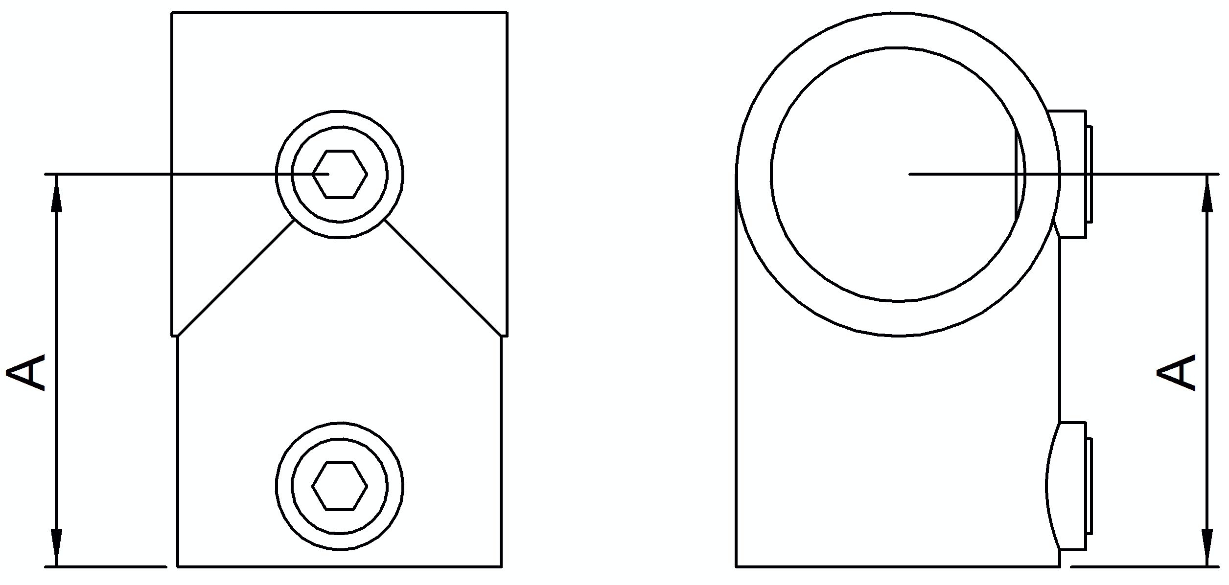 T-Stück kurz, für Rohr Ø 33,7mm