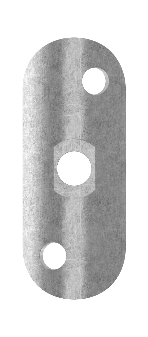 Handlaufanschlussplatte S235JR, Rohranschluss Ø 42,4mm, Bohrungen versetzt Handlaufanschlussplatte S235JR, Rohranschluss Ø 42,4mm, Bohrungen versetzt