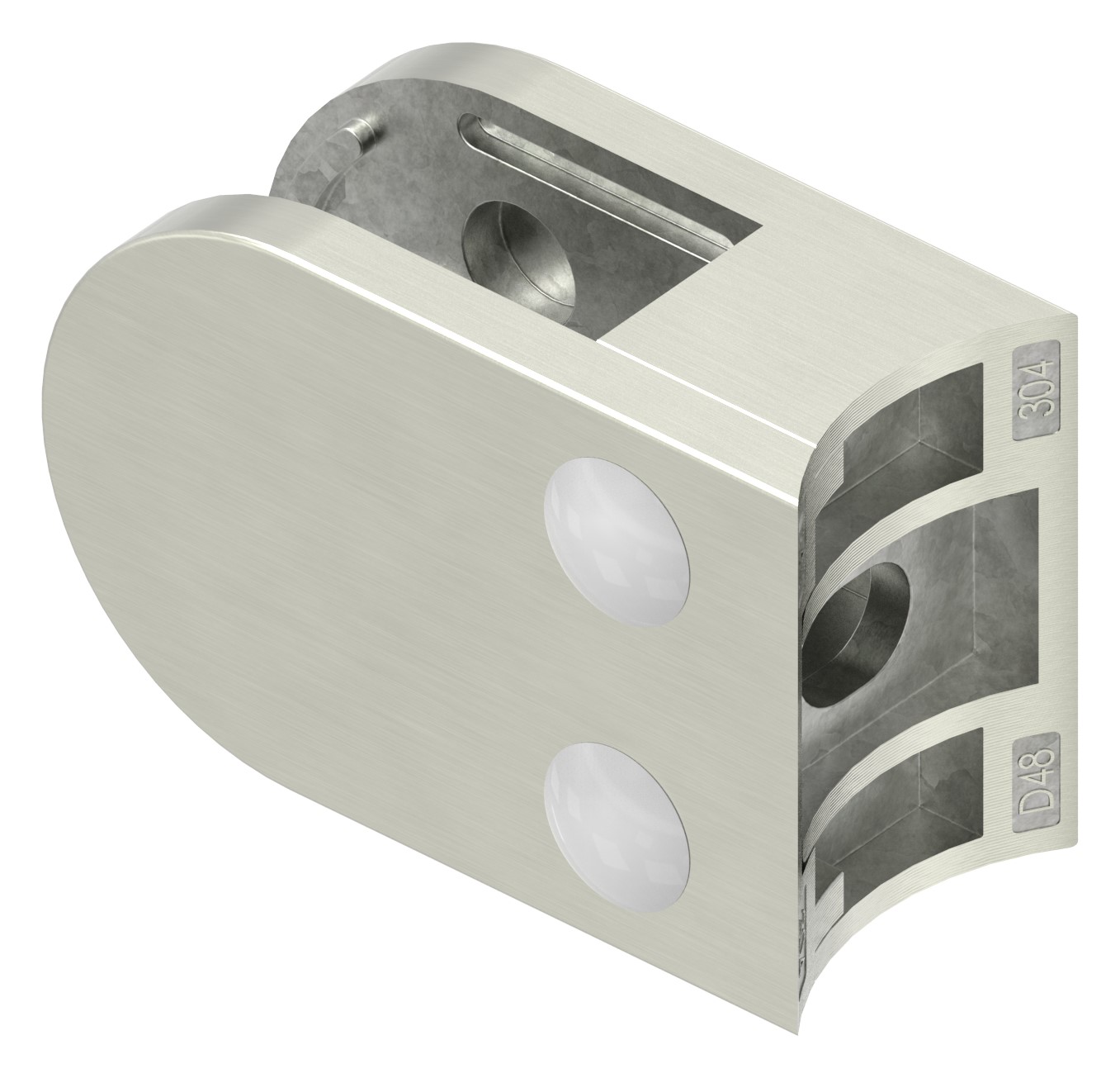 Glasklemme Mod. 38, Anschluss: 48,3mm, VA-Effekt Glasklemme Mod. 38, Anschluss: 48,3mm, VA-Effekt