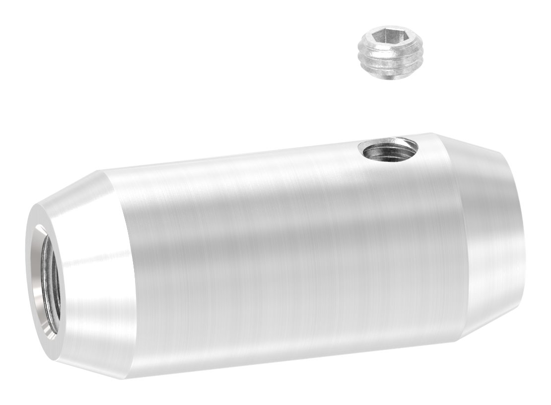 Stabverbinder  Ø16mm mit Gewinde M8 und Bohrung 10mm, V2A