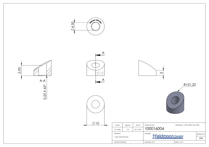 Formanschluss, für Gewinde M4, V2A