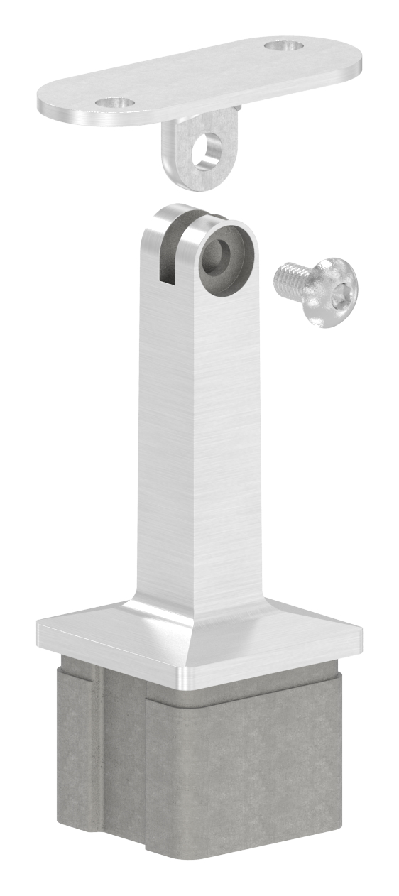 Rohrabschlussstopfen mit Gelenkstift für Rohr 40x40x2mm, V2A