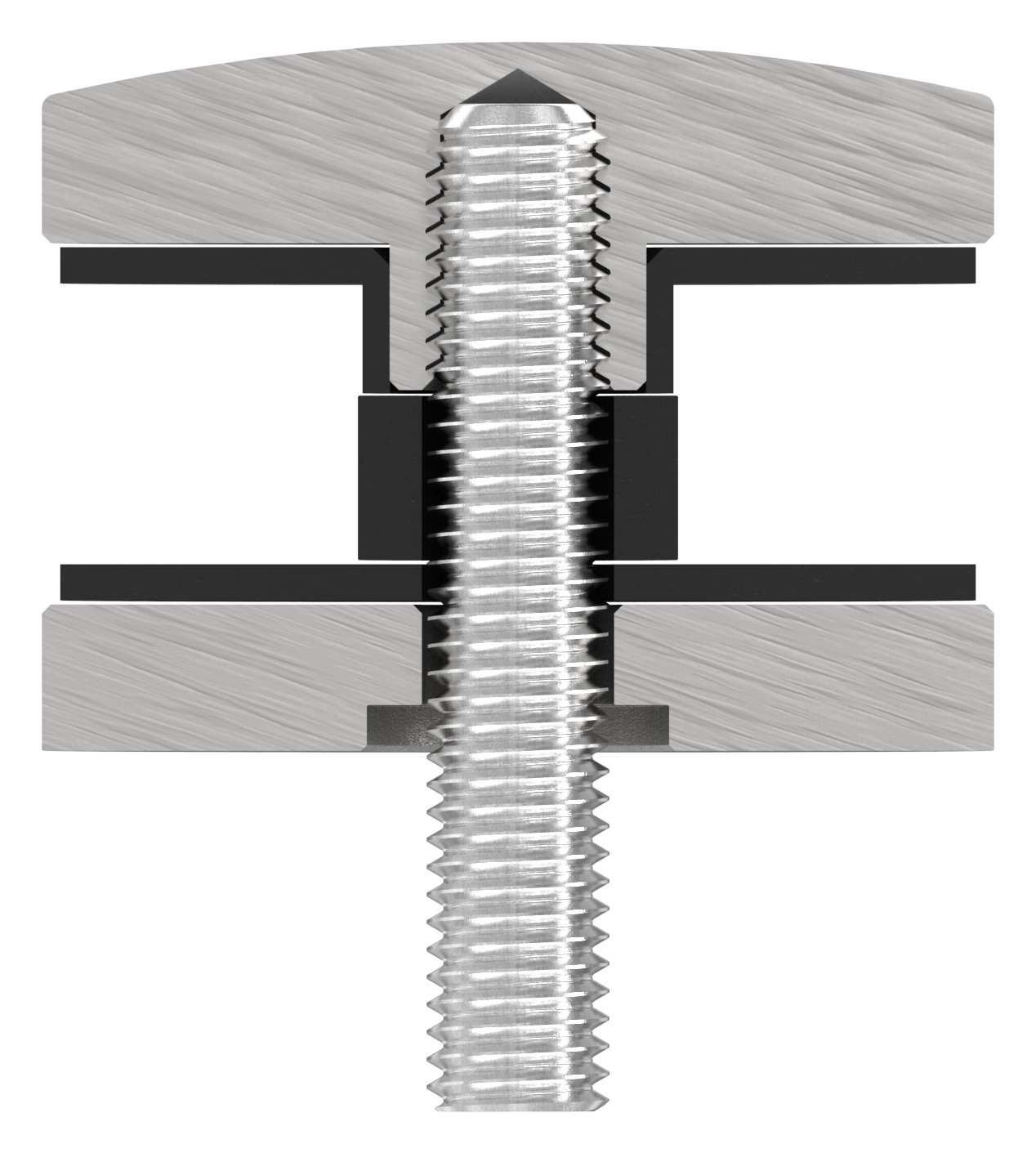 Glaspunkthalter 52mm, Anschluss: flach, V4A