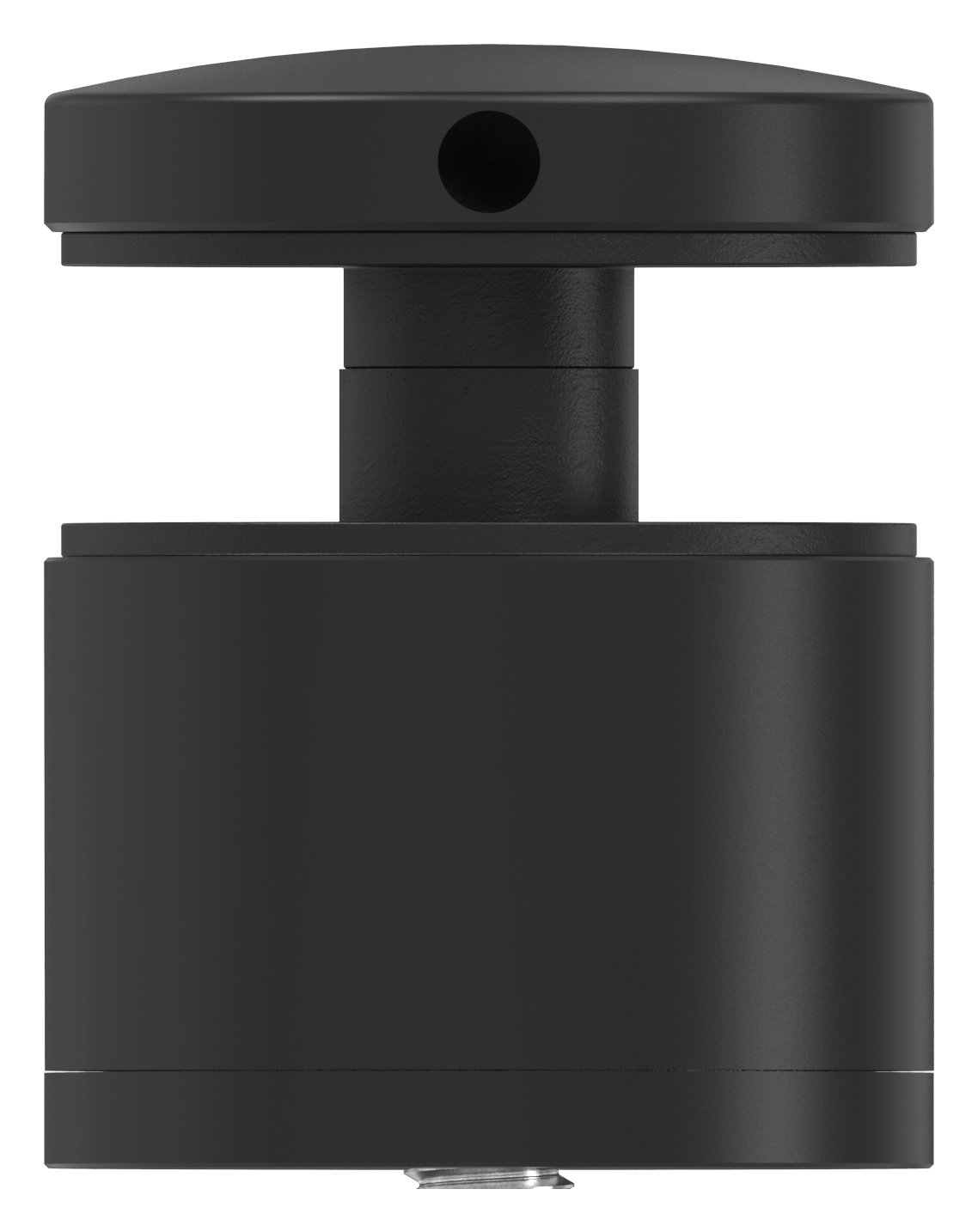 Glaspunkthalter 52mm, flach, verstellbar, V2A, pulverbeschichtet in RAL 9005 schwarz matt