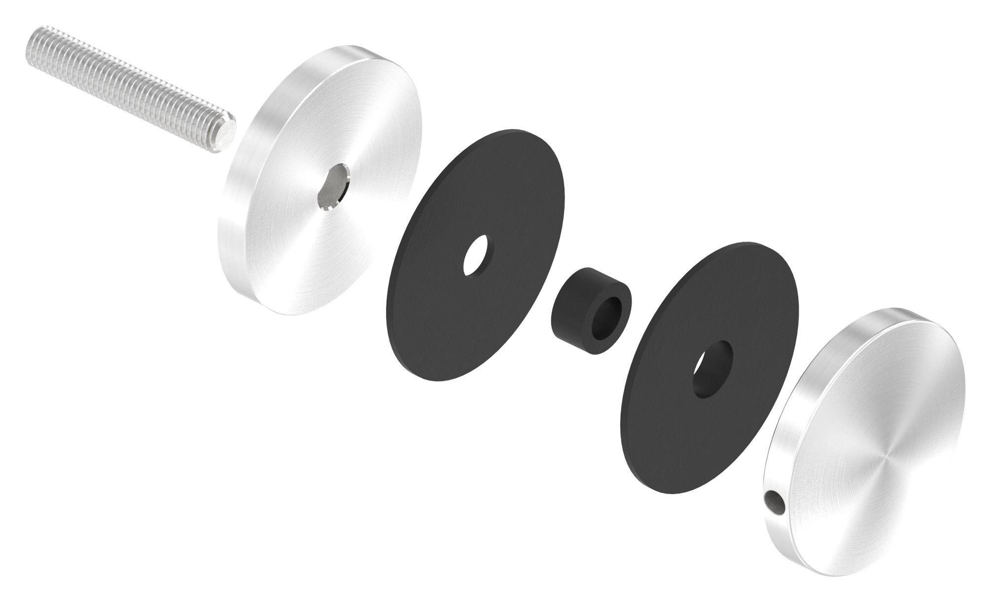 Glaspunkthalter 62mm, Anschluss: flach, V2A