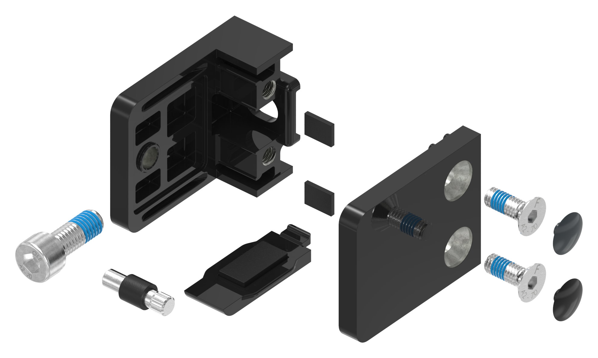 Glasklemme Mod. 36, Anschluss: gerade, in Zink roh pulverbeschichtet RAL 9005 matt
