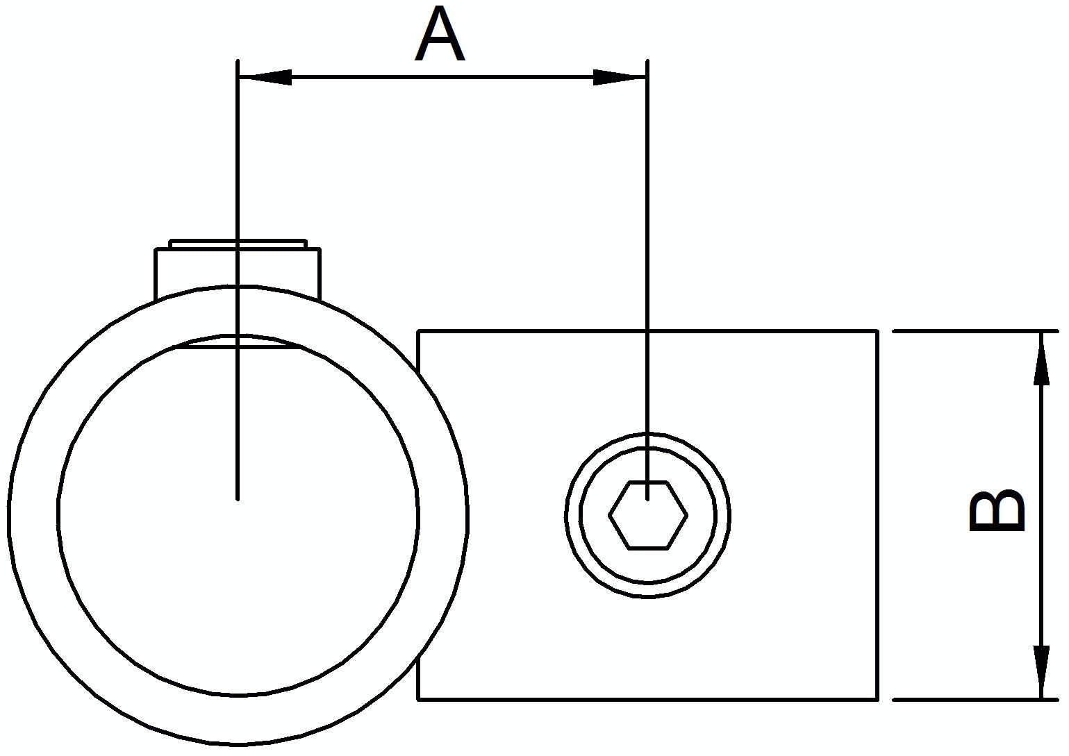 Kreuzstück 90°, reduziert, für Rohr Ø 60,3 / 48,3mm