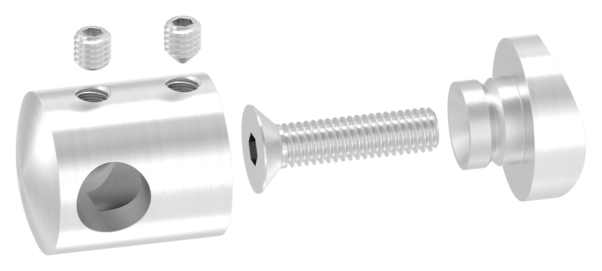 Querstab-Endhalter f. 42,4mm Rohr m. Sackloch links 10,2mm, V2A