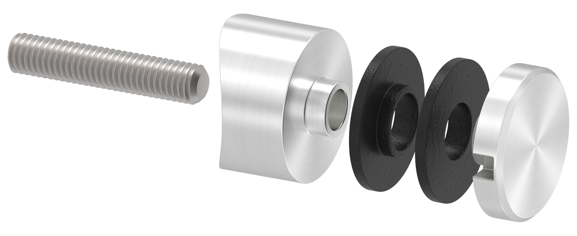 Glaspunkthalter 30mm, Anschluss: 42,4mm, V2A