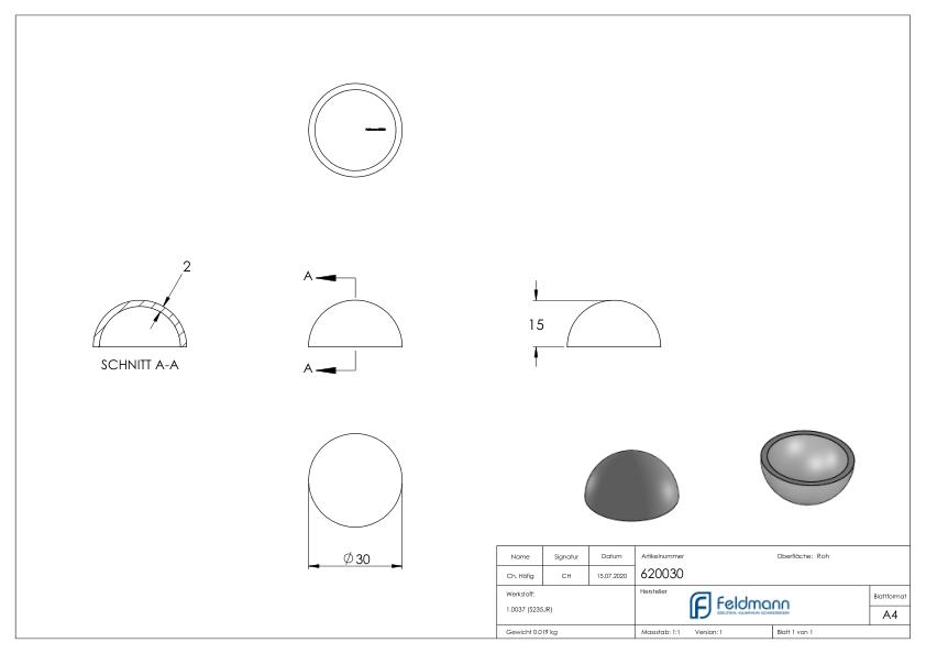 Halbhohlkugel Ø 30mm