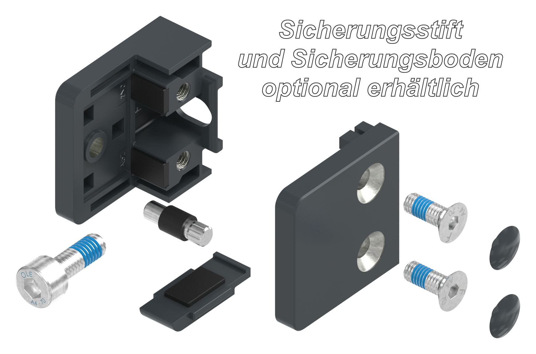 Glasklemme Mod. 31, Anschluss: gerade, Zink roh pulverbeschichtet RAL 7016 matt
