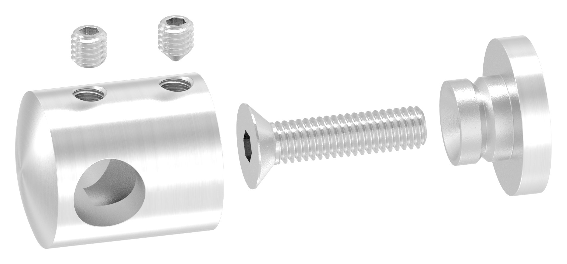 Querstabhalter für geraden Anschluss, 10,2mm Bohrung,V2A