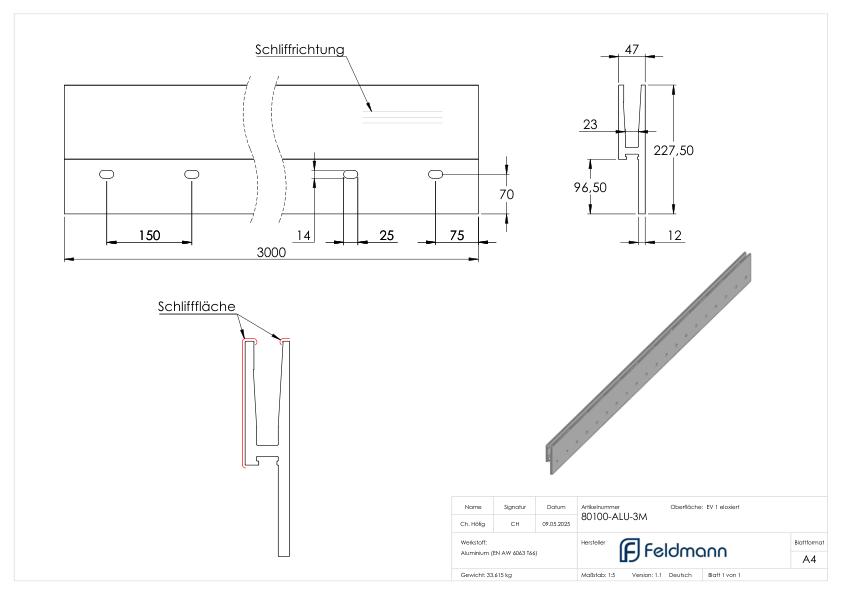 Alu-Profil ELEGANZA STRONG, seitliche Montage, L: 3000mm Alu-Profil ELEGANZA STRONG, seitliche Montage, L: 3000mm