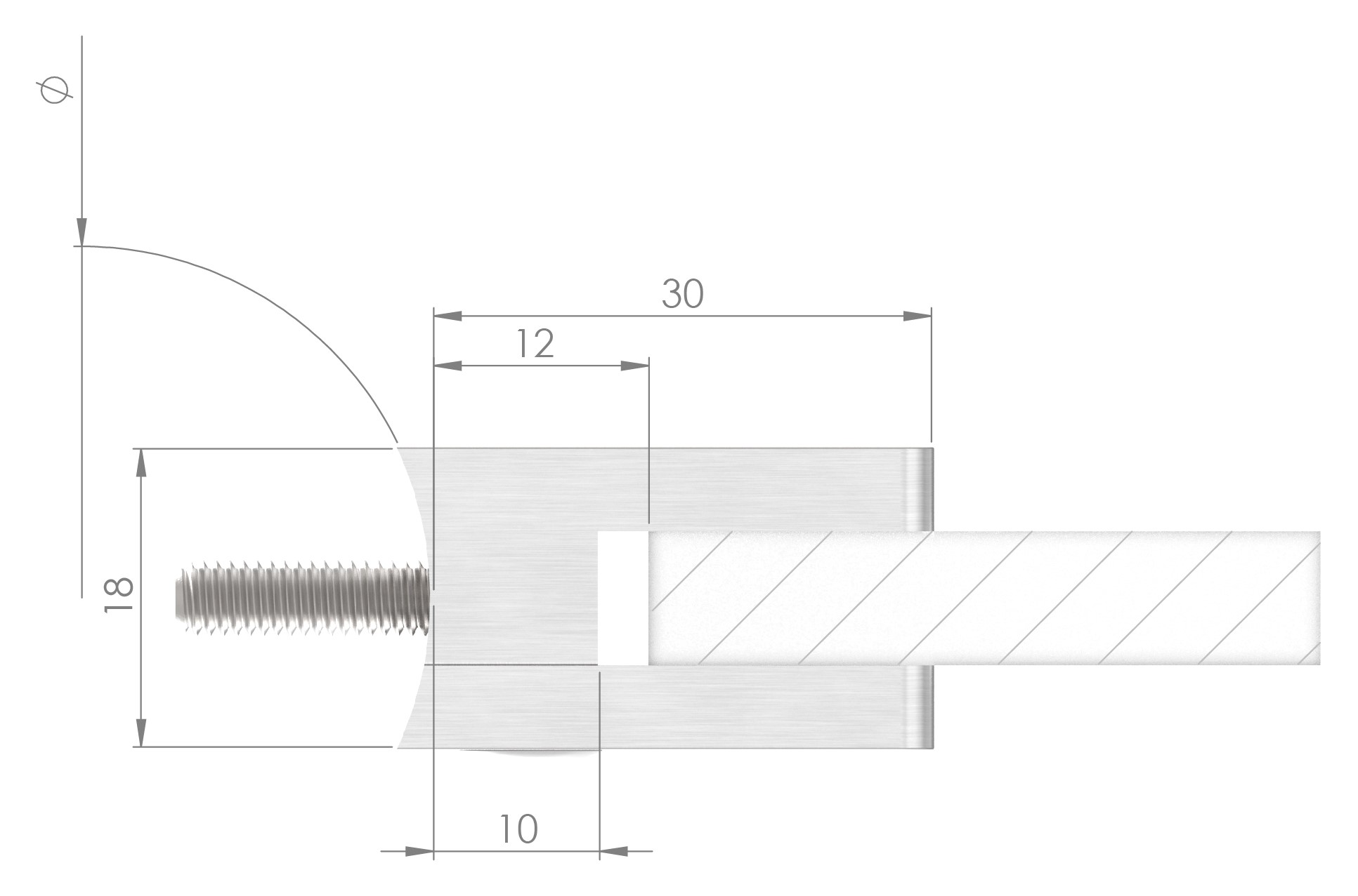 Glasklemme Mod. 22, Anschluss: 33,7mm, V2A