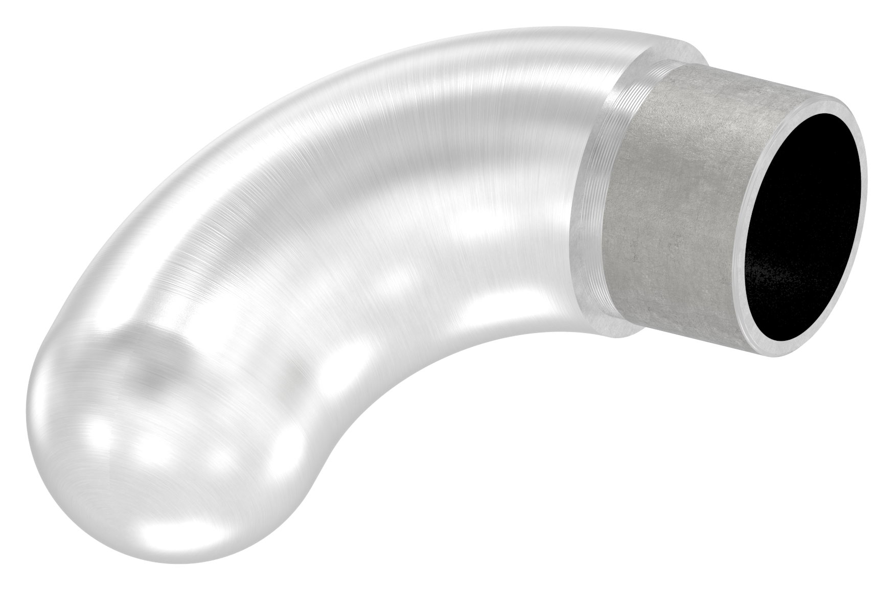 Endbogen 90° halbrund, für Rohr 33,7x2,0mm, V2A