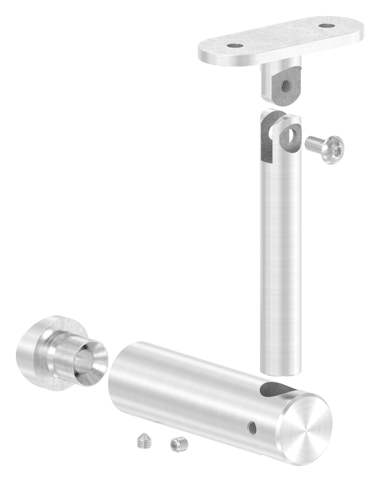 Handlaufhalter mit Gelenk, Handlaufanschlussplatte flach, V2A