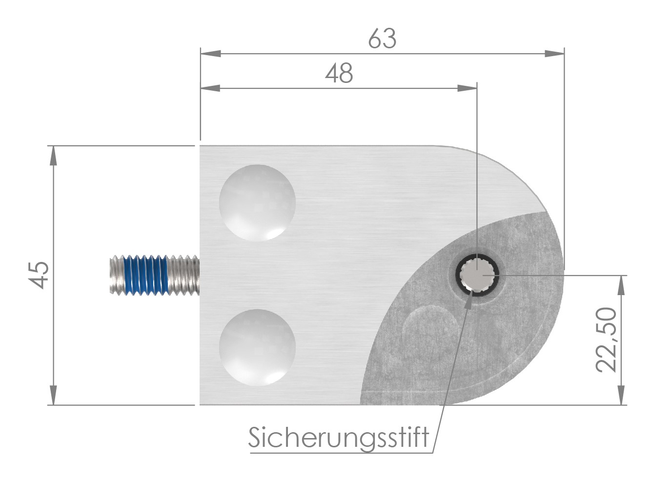 Glasklemme Mod. 33, Anschluss: 48,3mm, in V4A