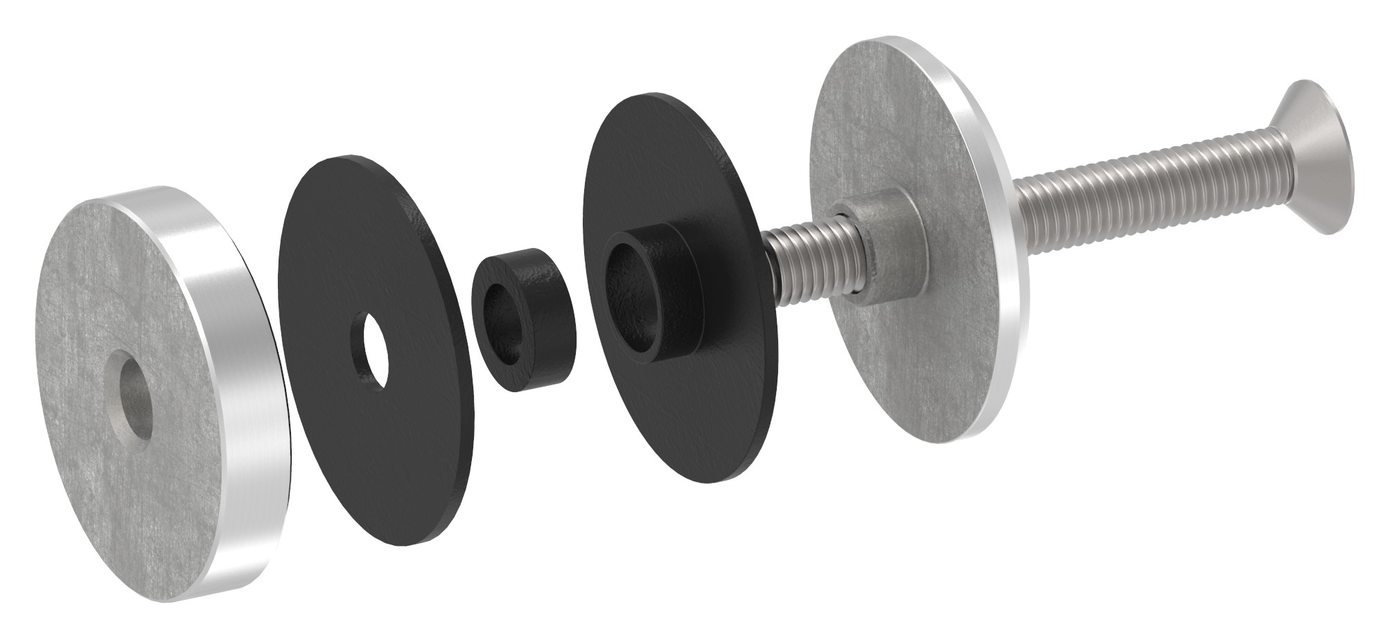 Glaspunkthalter 52mm, flach, mit Schraube, V2A