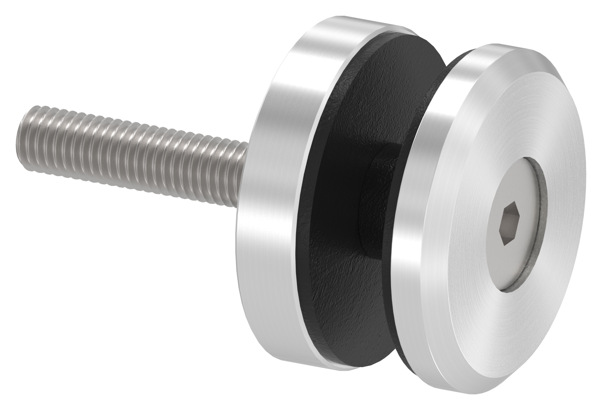 Glaspunkthalter 52mm, flach, mit Schraube, V4A