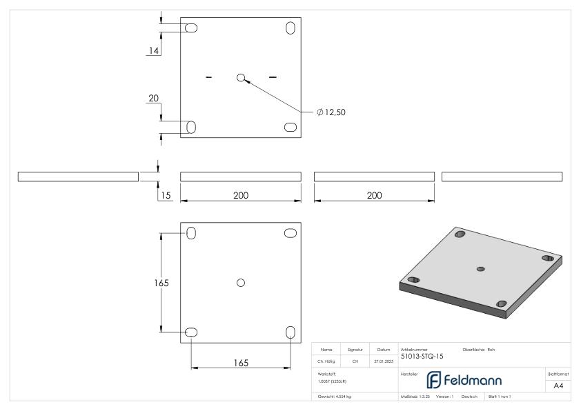 Ankerplatte 200x200x15mm