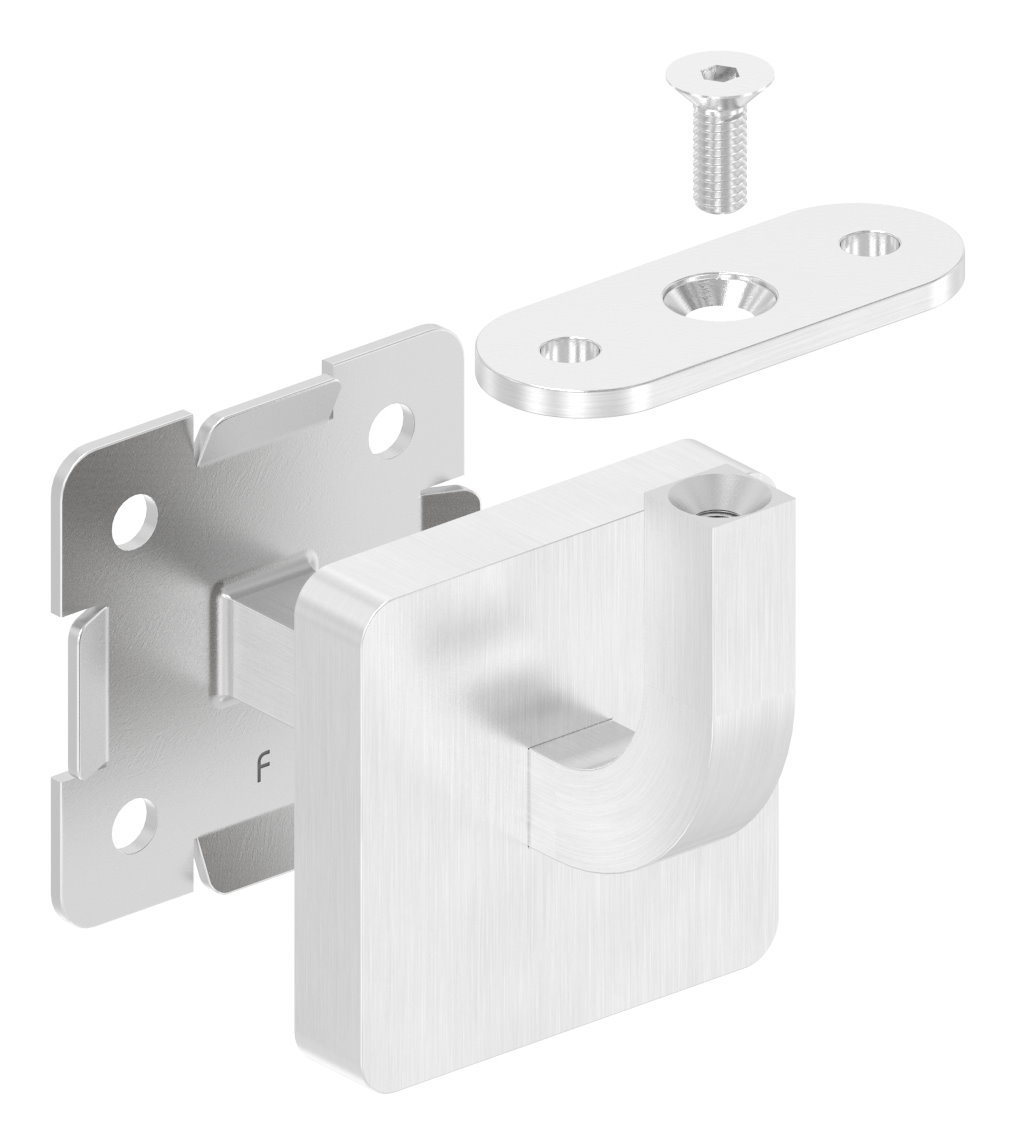 Handlaufhalter mit Handlaufanschlussplatte flach (Ronde und Bügel verschweißt), V2A