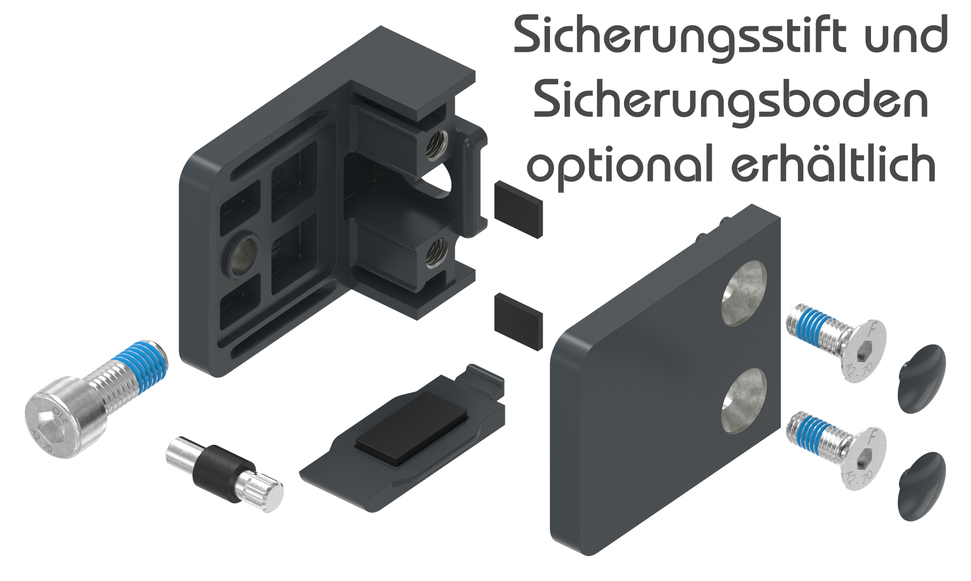 Glasklemme Mod. 36, Anschluss: gerade, in Zink roh pulverbeschichtet RAL 7016 matt